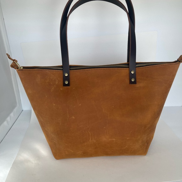 Portland Leather Brown Tote Bag 18” x 12” x 6” - Picture 5 of 7